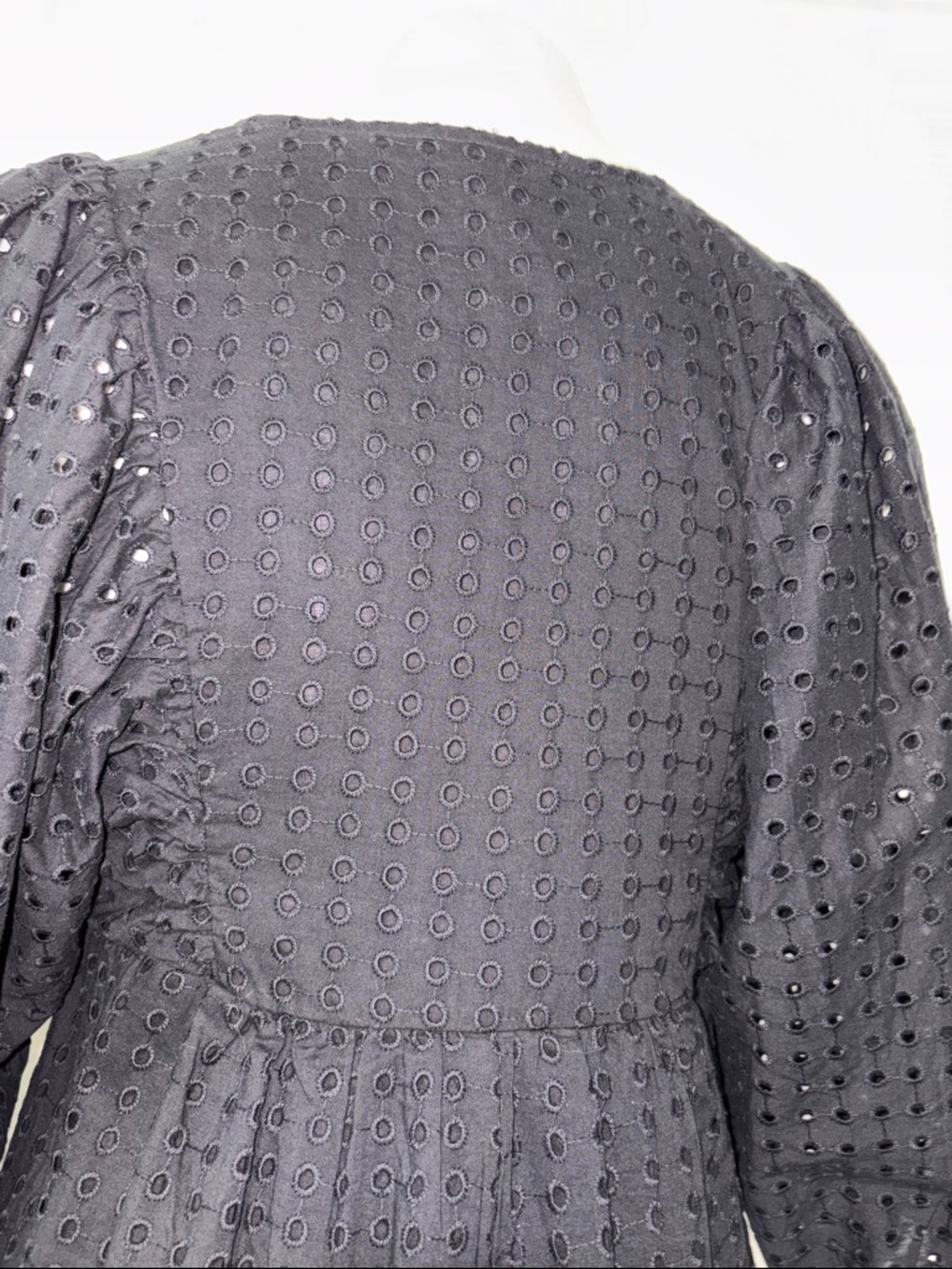 NWT A New Day  Black Eyelet V-Neck Puff Sleeve Midi Dress - Picture 6 of 12